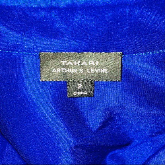 Tahari ASL Bright Cobalt Blue Tie Front Shirt Dress 100% Silk Career Work Sz 2 - Picture 6 of 8